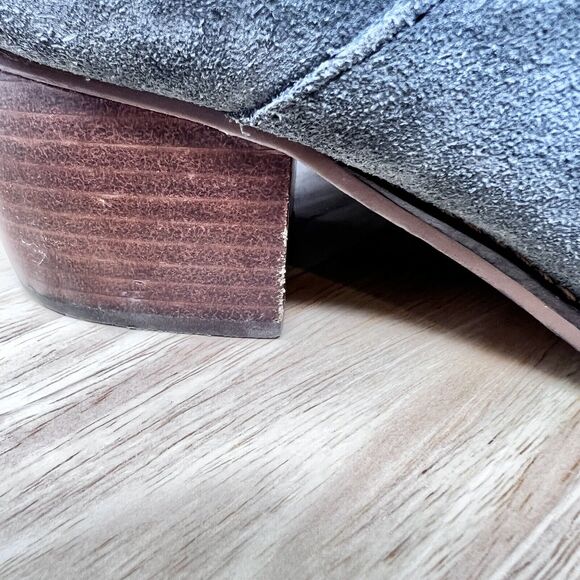 Toms Leila Suede Ankle Booties Block Heel Women's 9 Gray Tassel - Picture 6 of 11